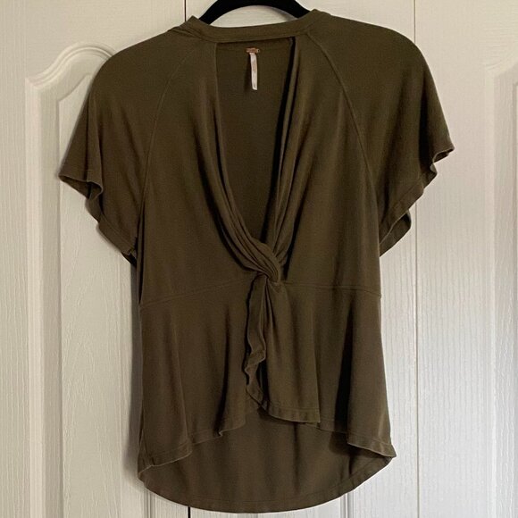 Free People Olive Green Cutout Top — Soft Earth Edit (S) - Picture 2 of 4